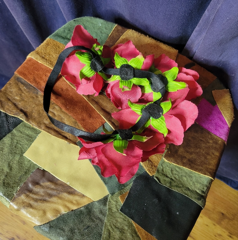 Red Fairy Rose Flower Crown! Elastic Headband! Like New!!